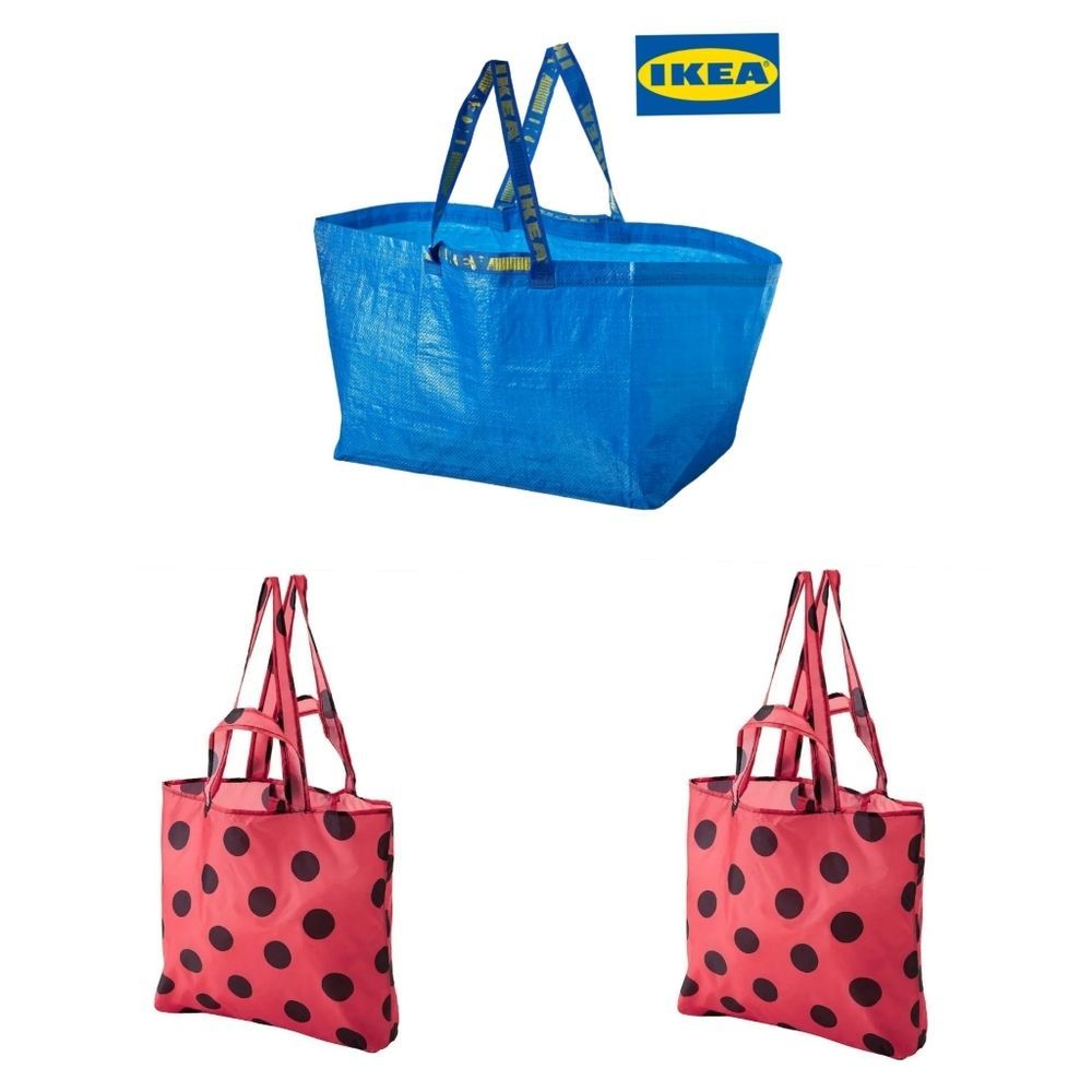 🍂Set of 3 IKEA Bags 1 19-Gallon Blue Frakta & 2 Skyne Red & Black
